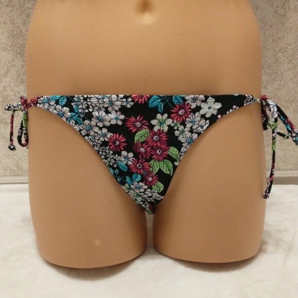 Xhilaration Black Fringe Bikini with Colorful Floral Bottom - Picture 7 of 12